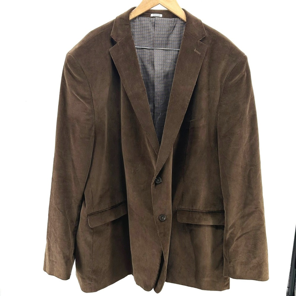 Saddlebred Mens Brown Heritage Corduroy Blazer Sport Coat Jacket 56L Big & Tall